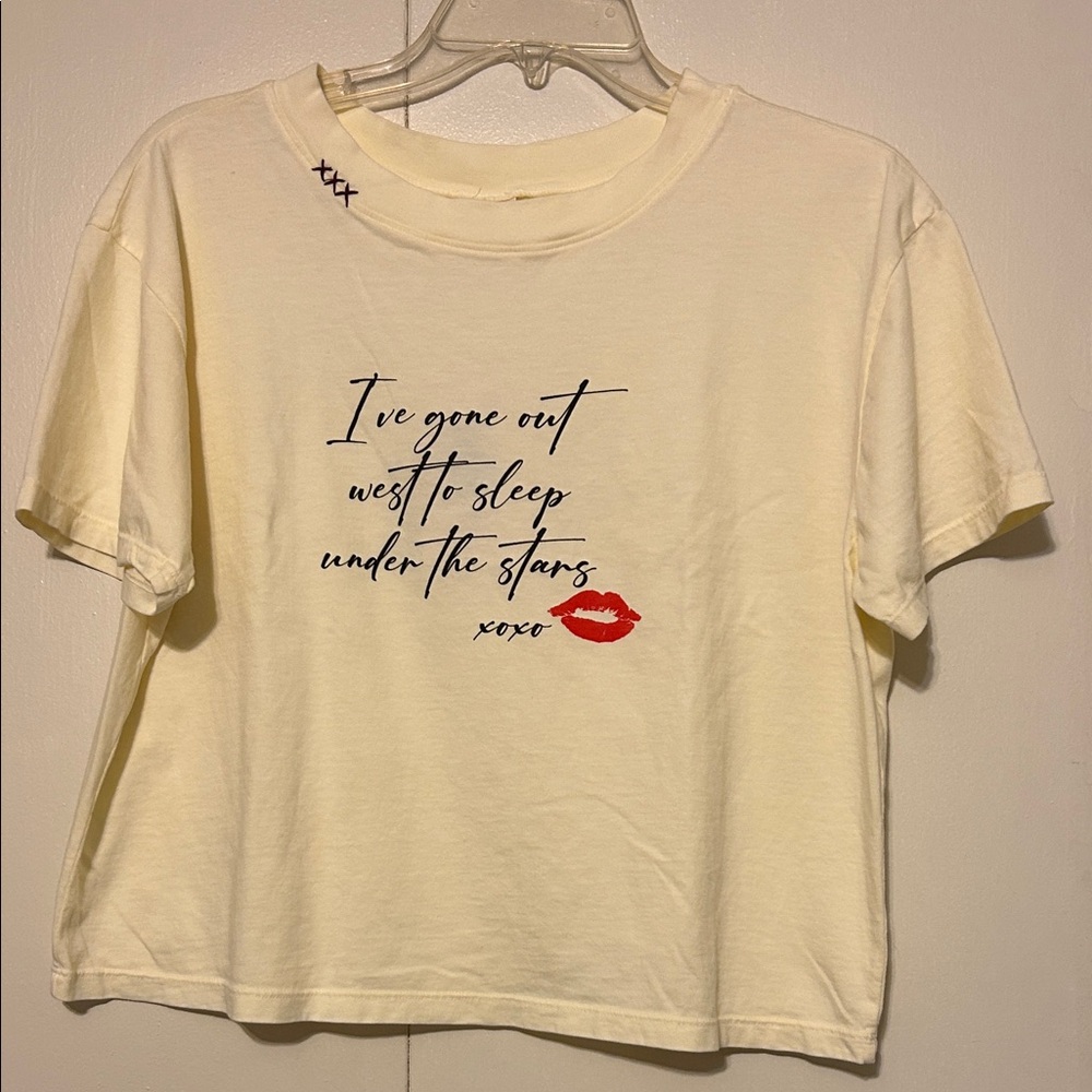 Cream Short Sleeve Tee with Graphic Print